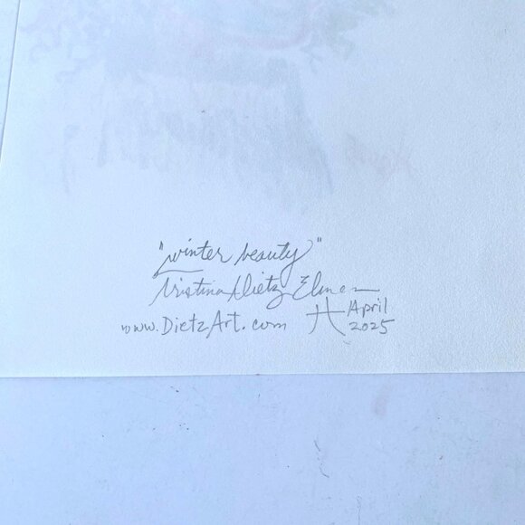 Winter Beauty Original Colorful Oil Pastel Portrait Painting 11x14in Matted - Picture 5 of 6